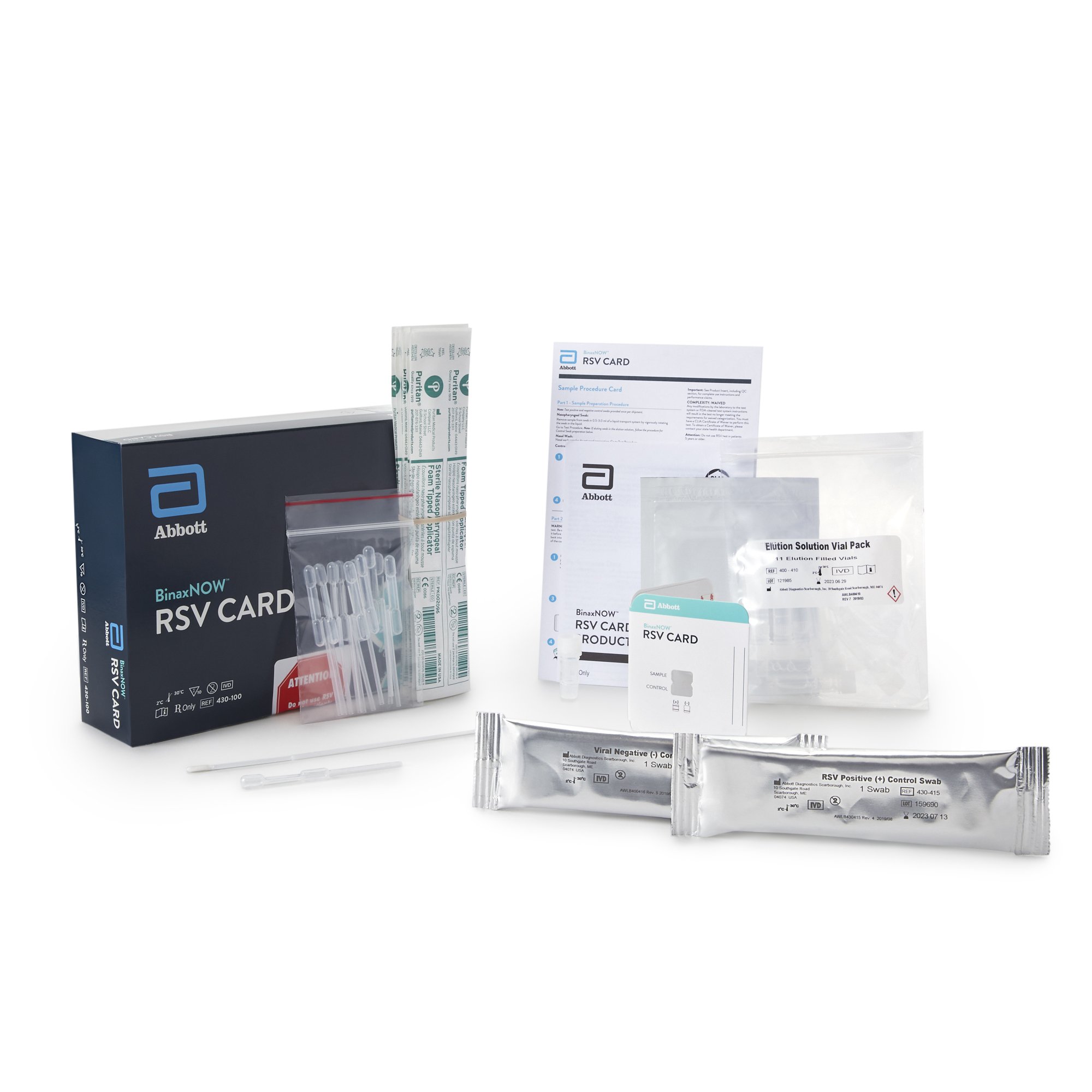 RSV Respiratory Test Kit BinaxNOW® Respiratory Syncytial Virus Test (RSV) 10 Tests CLIA Waived by Abbott Rapid Dx North America LLC  ID 430-100